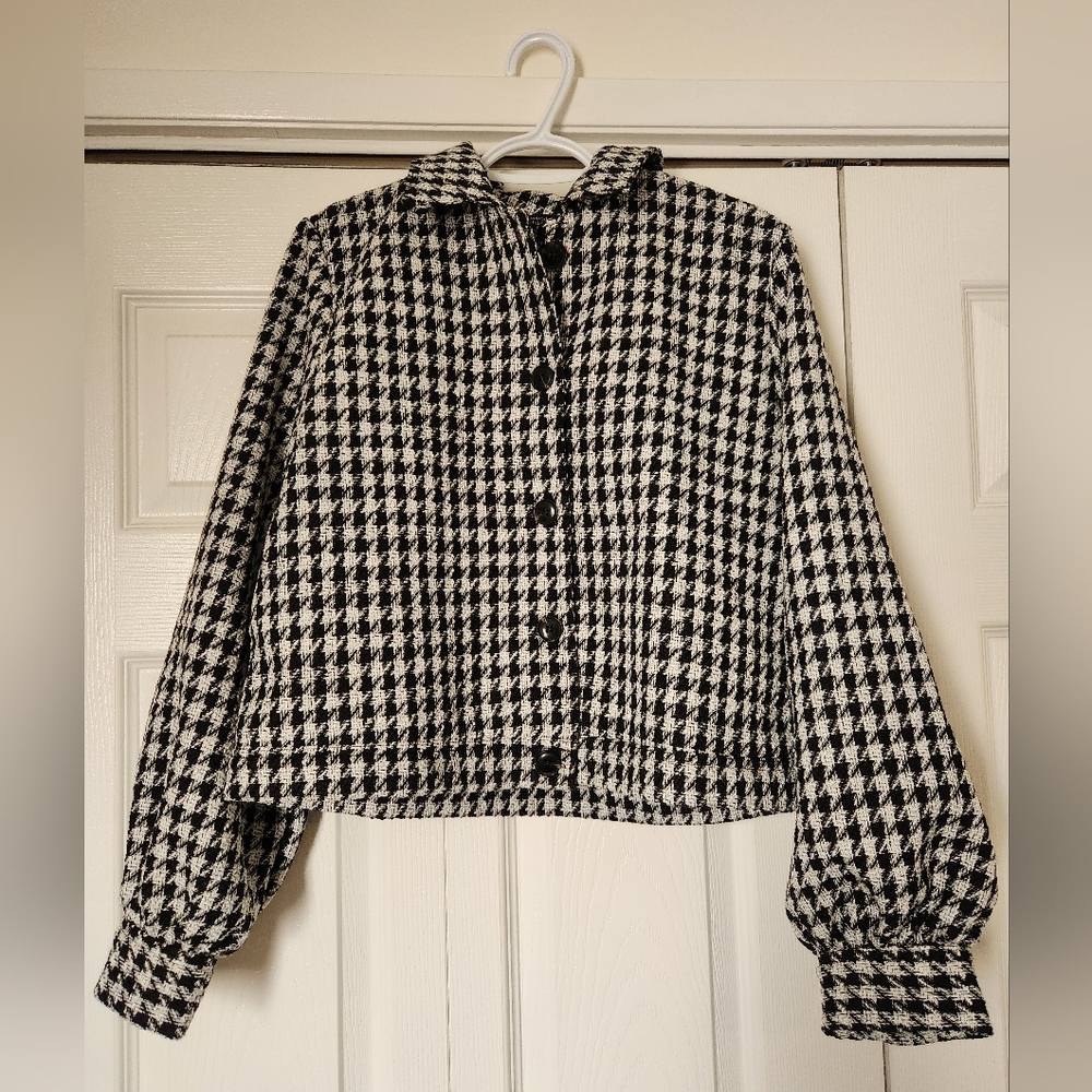 ASOS Nobody's Child Gingham Jacket, Black/White, Size US 8